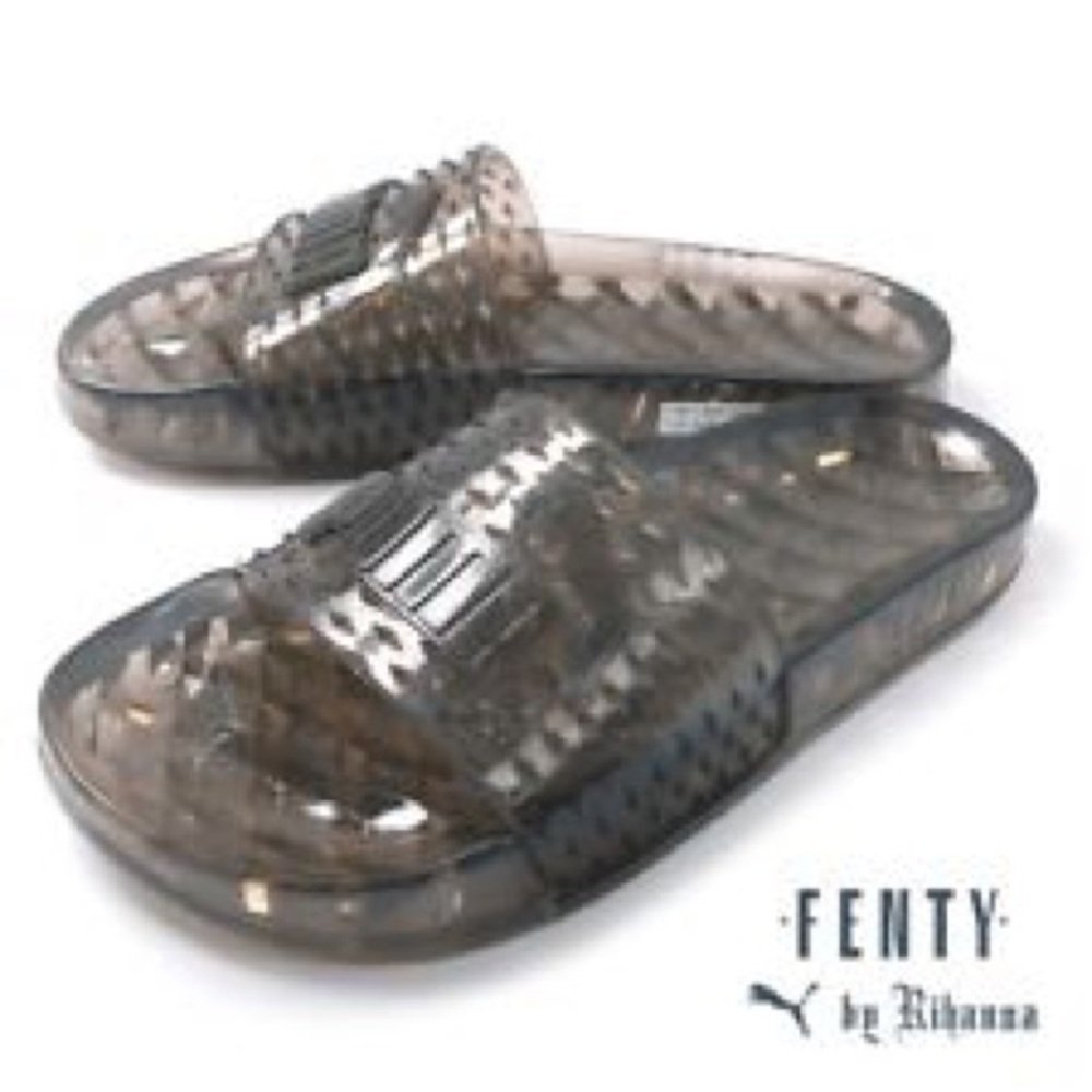PUMA XFenty by Rihanna Black Jelly Slippers - Picture 1 of 5